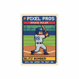 8-bit pixel art &mdash; baseball card