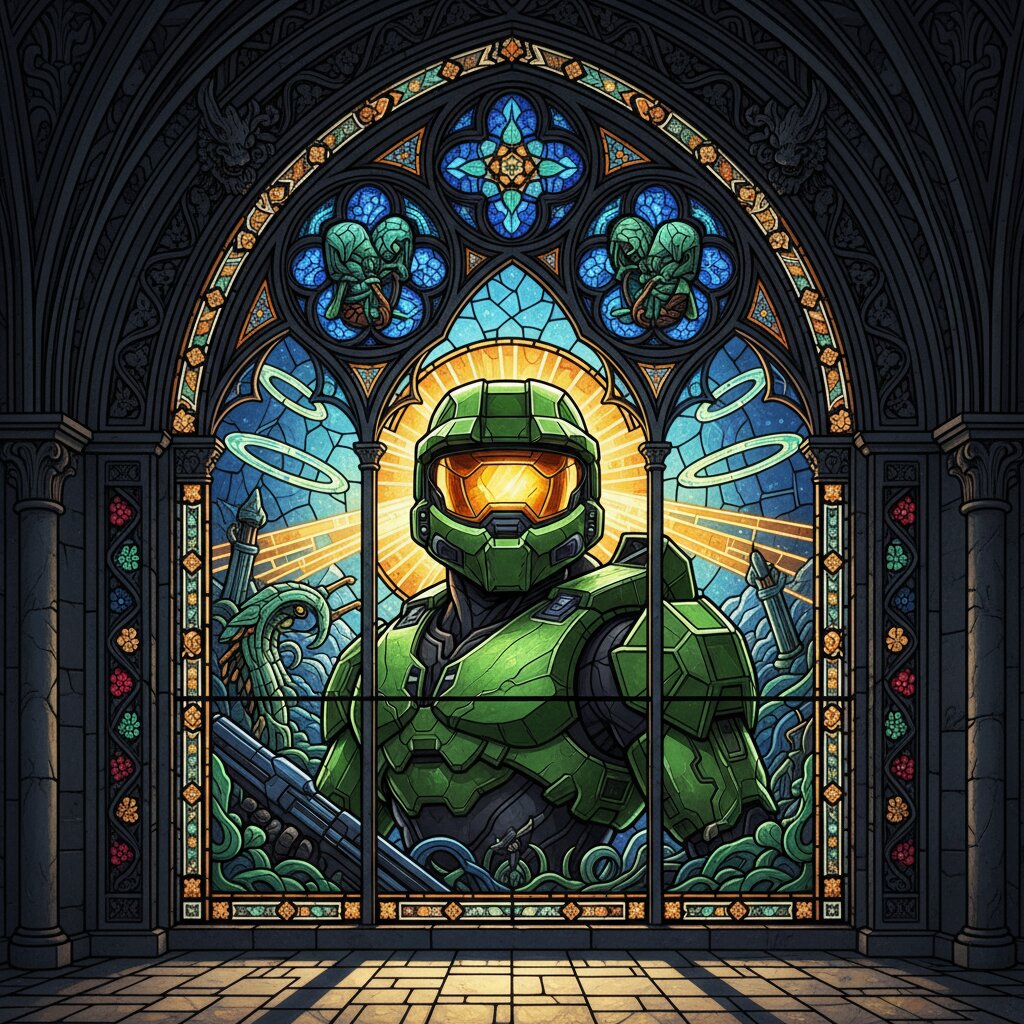 stained glass &mdash; Master Chief (Halo) &mdash; generated image