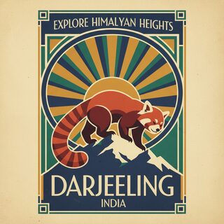 Art Deco travel poster &mdash; a red panda