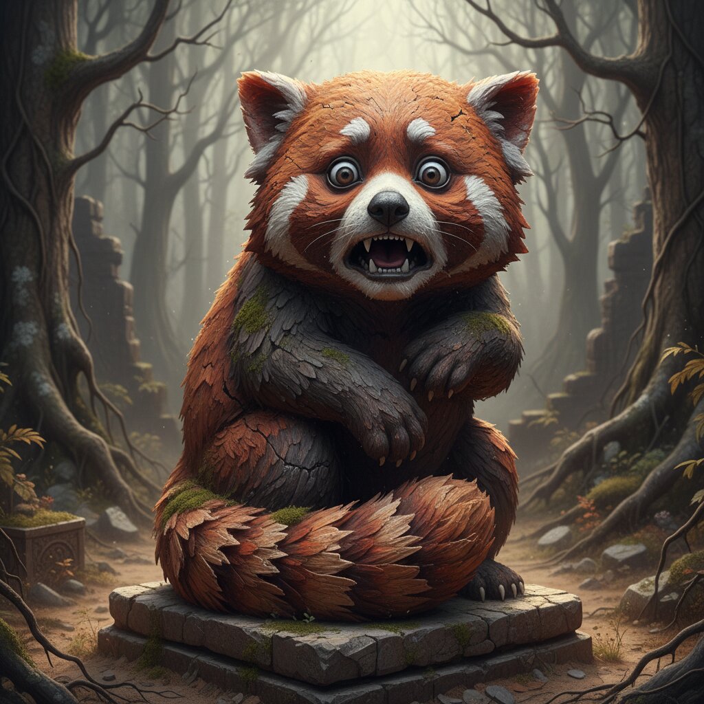 Petrified &mdash; a red panda &mdash; generated image