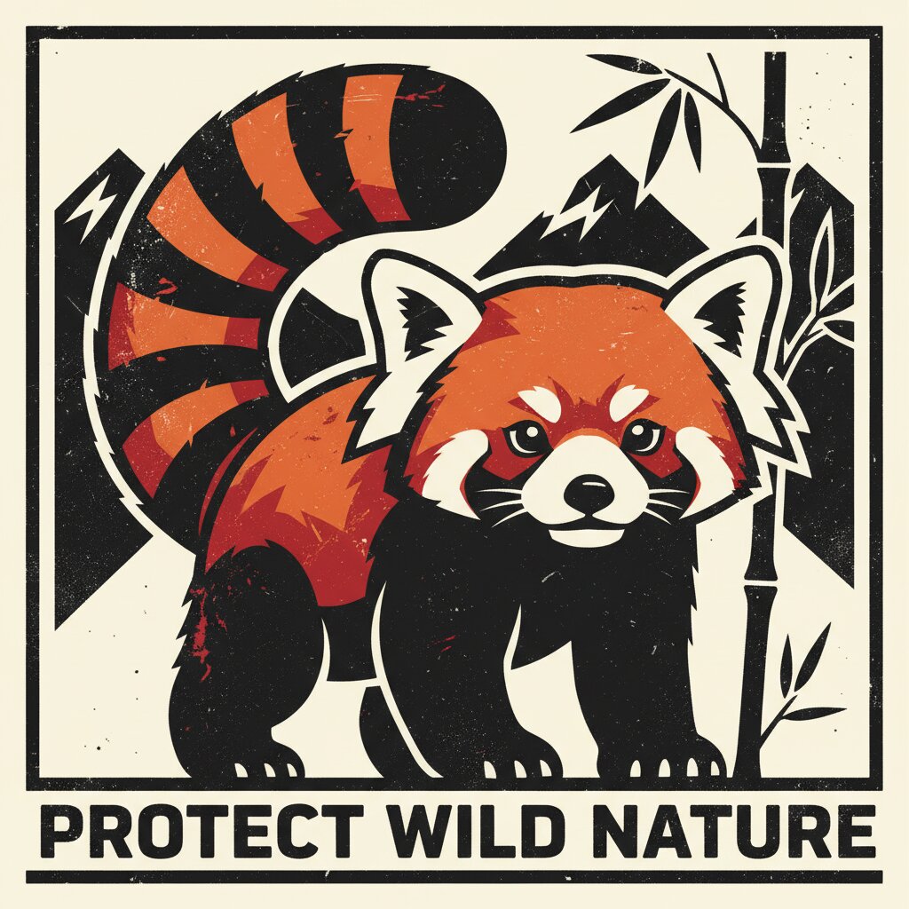 Stencil Graphic Poster &mdash; a red panda &mdash; generated image