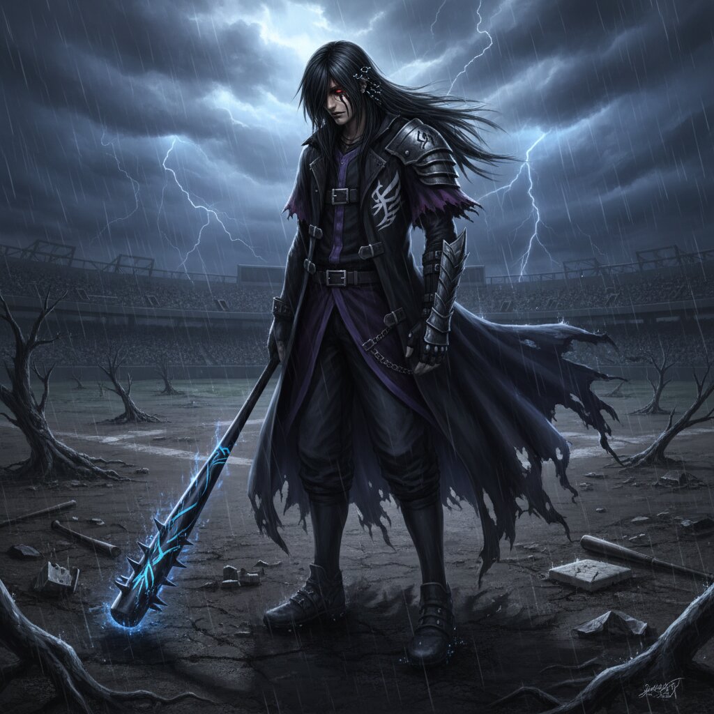 emo × FFXI &mdash; Baseball Player &mdash; generated image