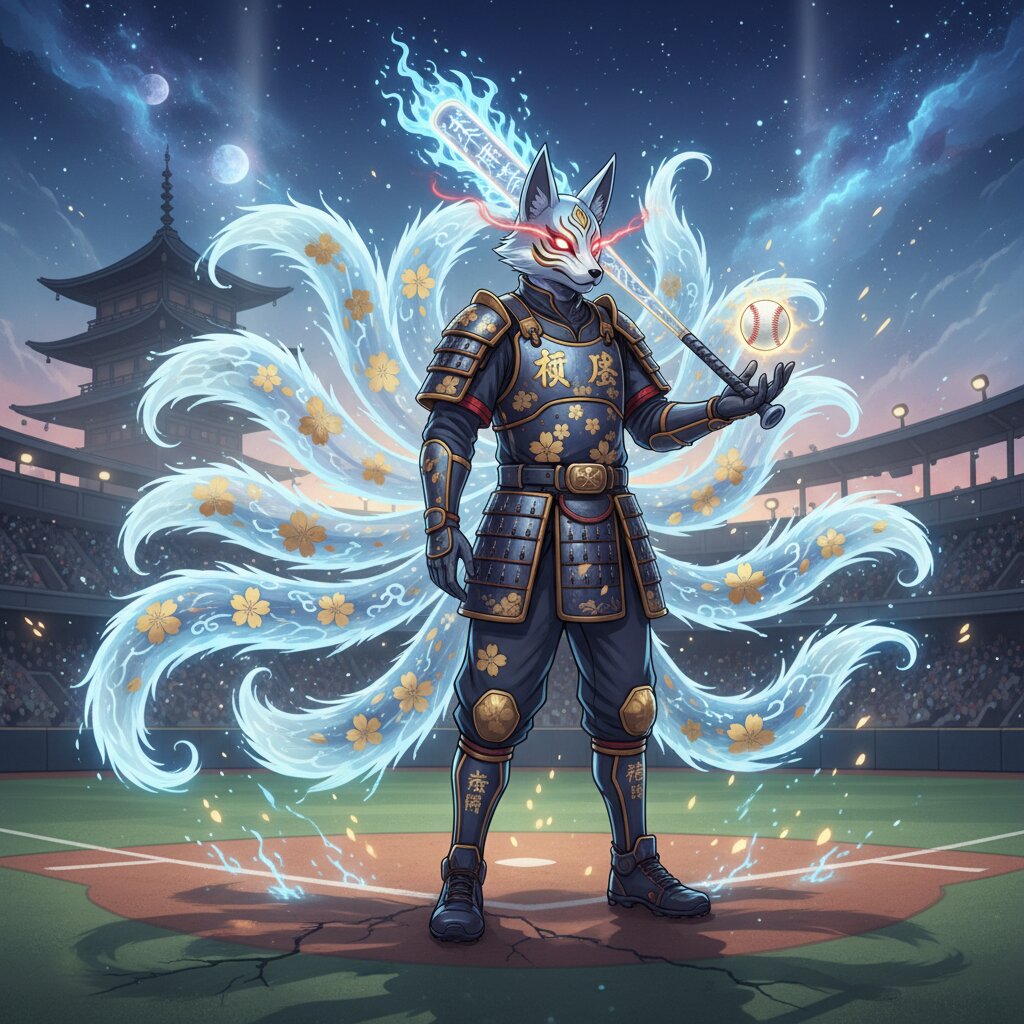 Kitsune &mdash; Baseball Player &mdash; generated image