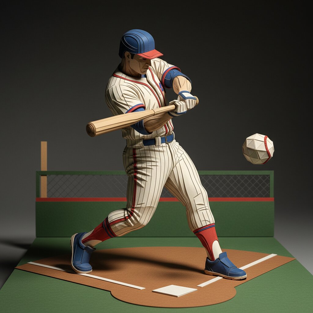 paper-craft &mdash; Baseball Player &mdash; generated image