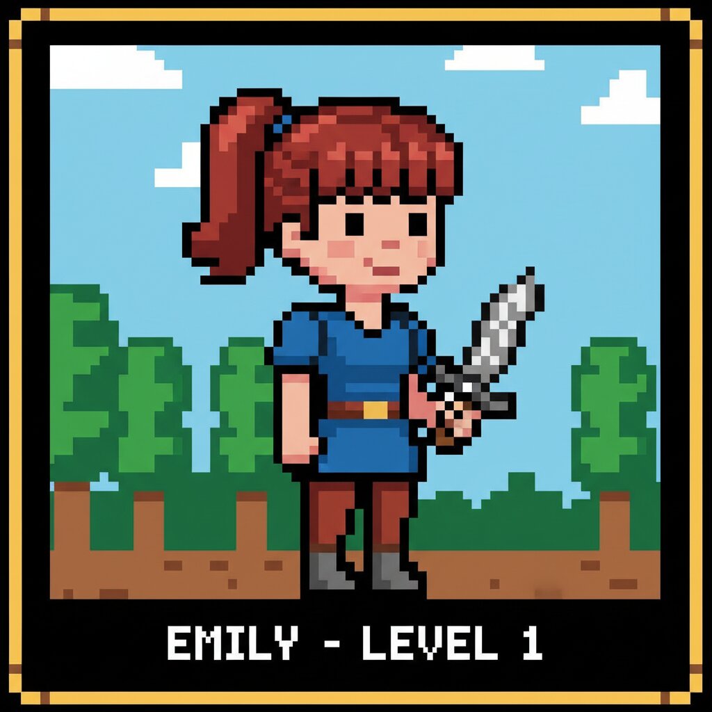 8-bit pixel art &mdash; Emily &mdash; generated image