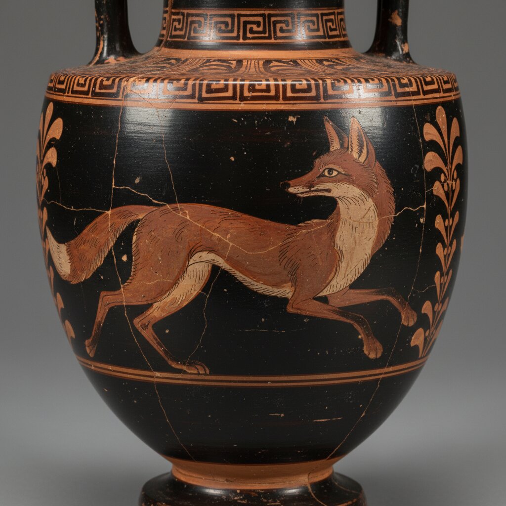Ancient Greek Red-Figure Pottery &mdash; Fox &mdash; generated image