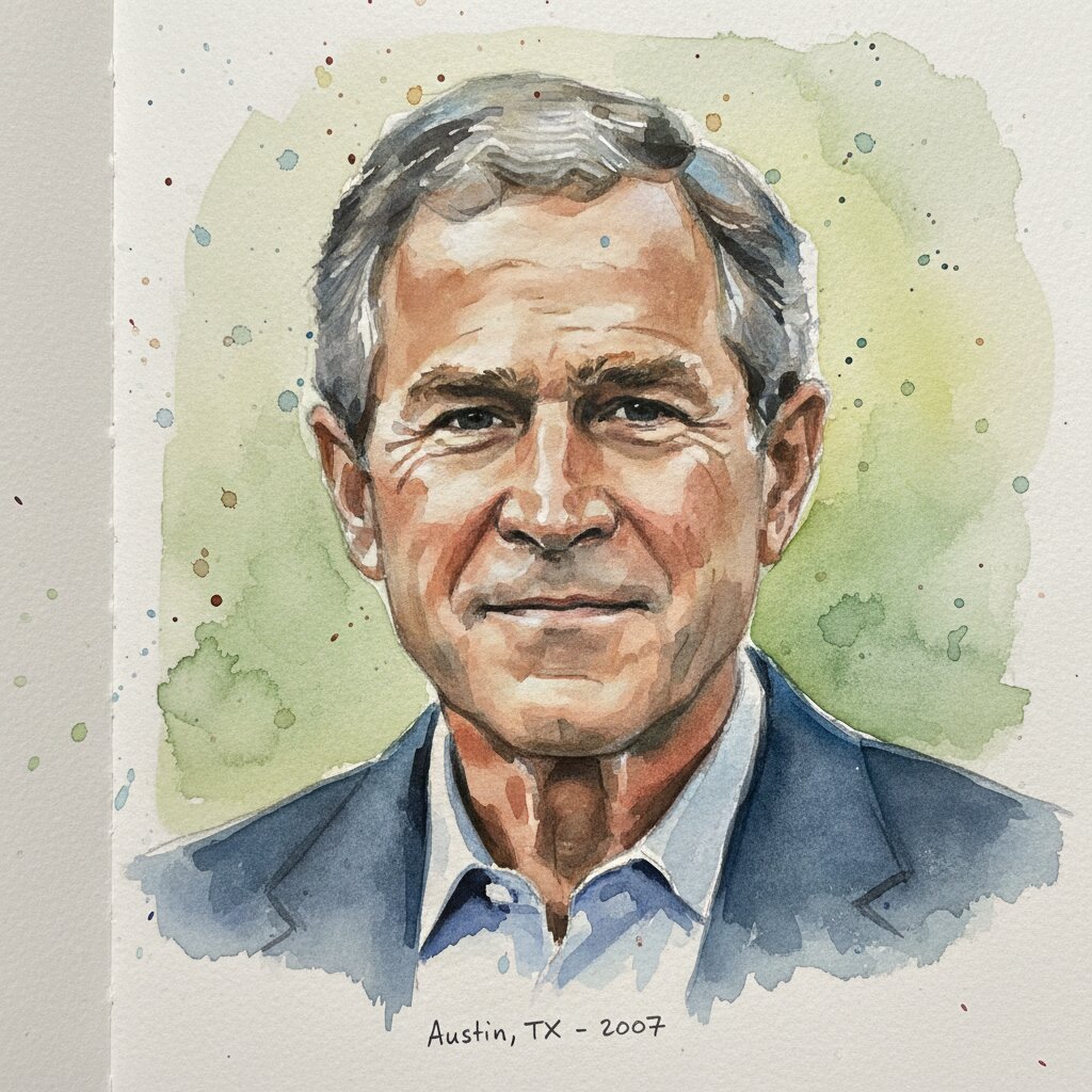 watercolor sketchbook &mdash; George W Bush &mdash; generated image