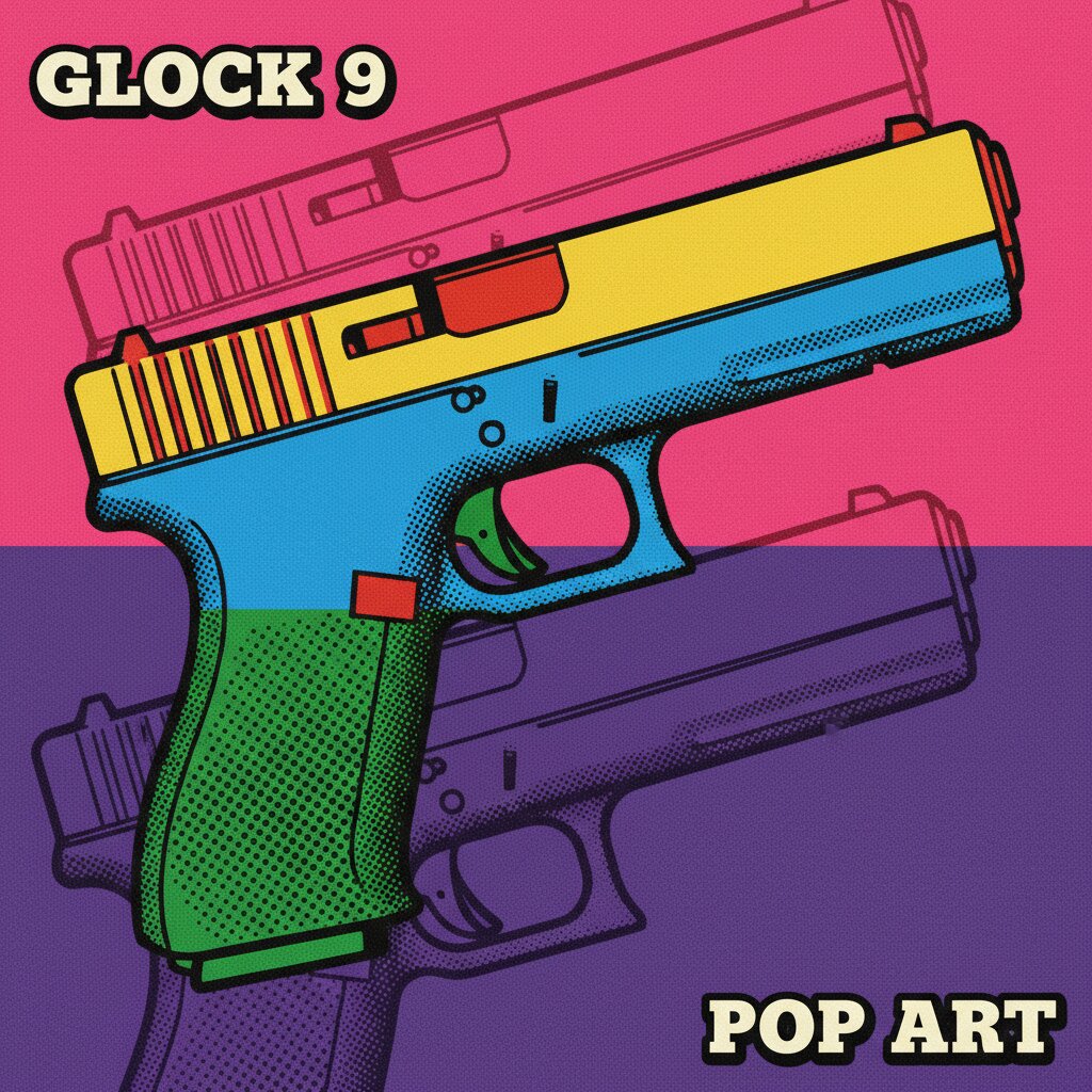 pop art silkscreen &mdash; glock 9 &mdash; generated image