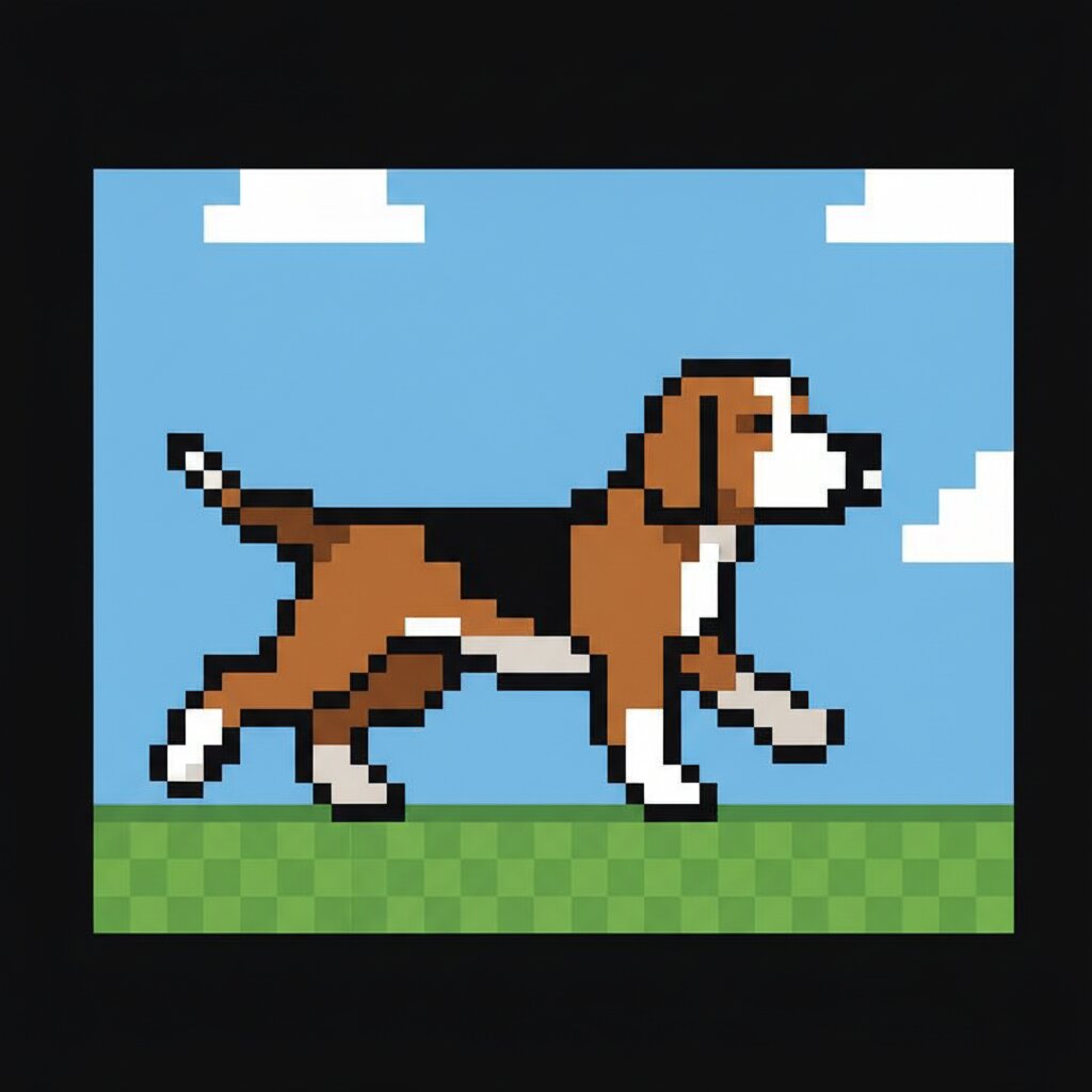 8-bit pixel art &mdash; Hound &mdash; generated image