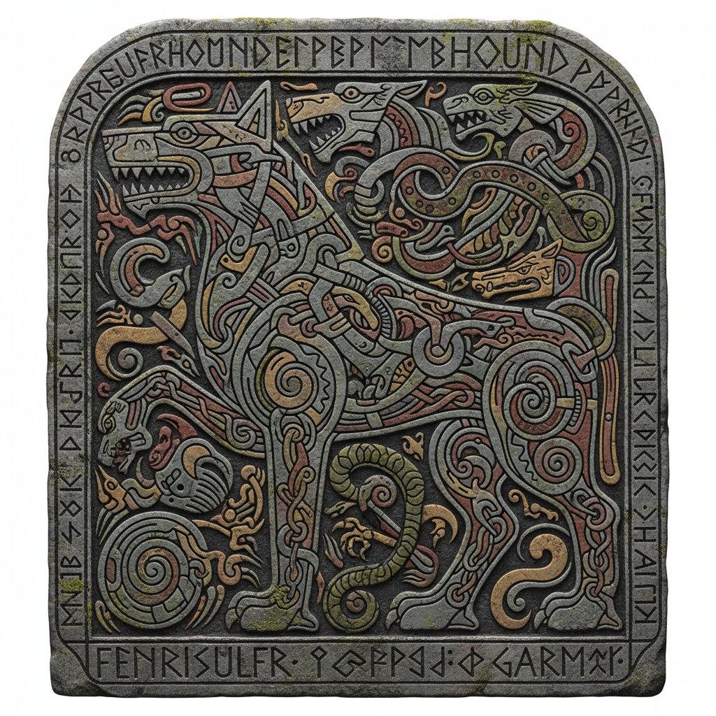 Norse Runic Carving &mdash; Hound &mdash; generated image