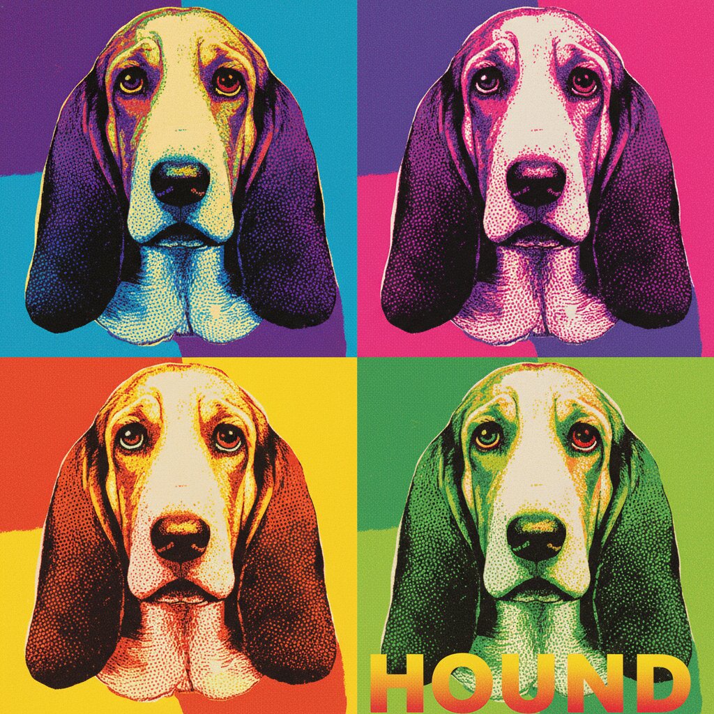 pop art silkscreen &mdash; Hound &mdash; generated image