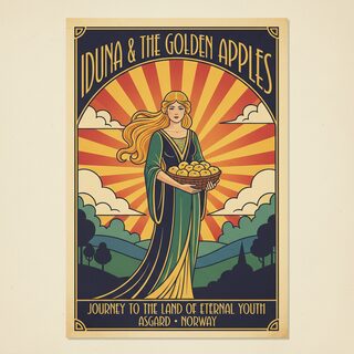 Art Deco travel poster &mdash; Iduna and Her Golden Apples