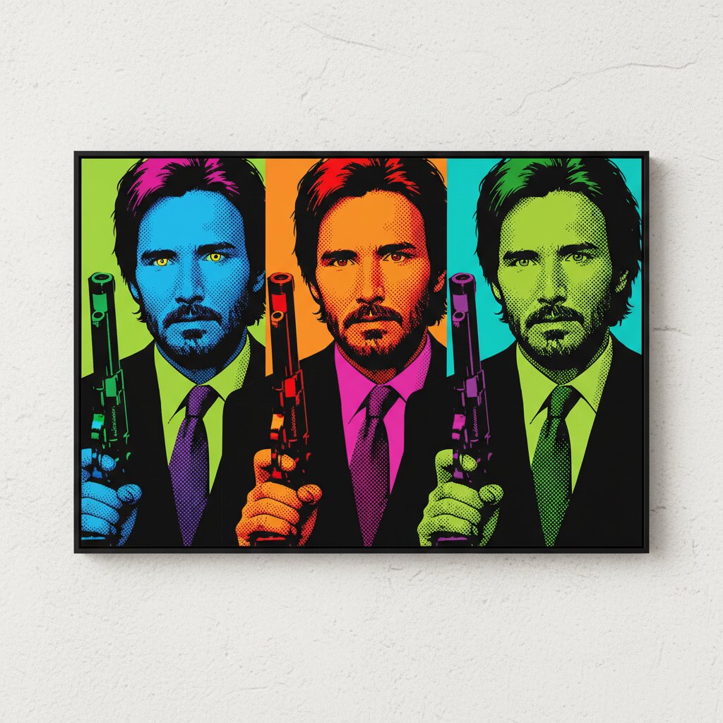 pop art silkscreen &mdash; John Wick &mdash; generated image