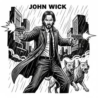 woodcut block print &mdash; John Wick
