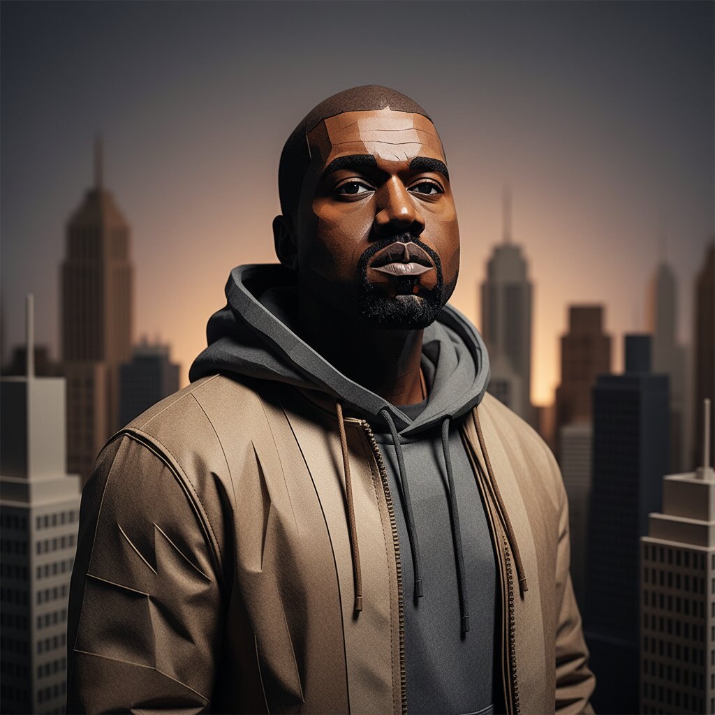 paper-craft &mdash; Kanye West &mdash; generated image