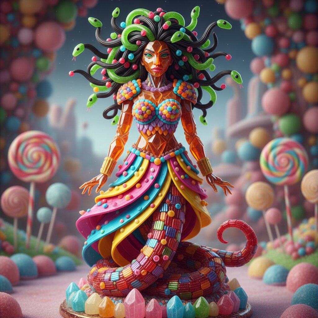 made of candy &mdash; Medusa &mdash; generated image