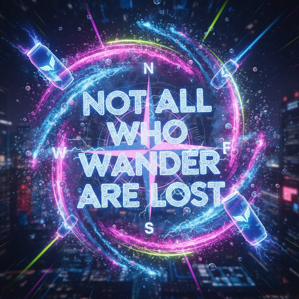 Energy Drink &mdash; Not All Who Wander Are Lost &mdash; generated image