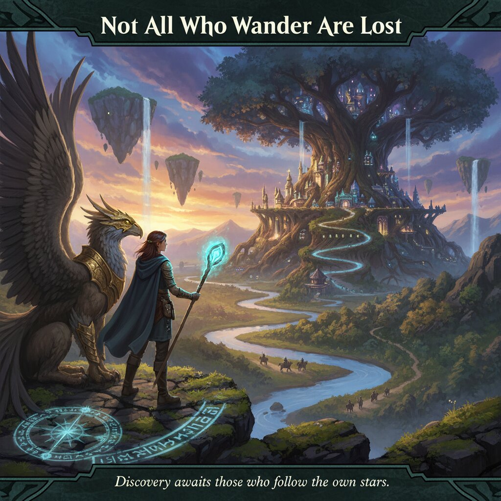 Magic the Gathering TCG &mdash; Not All Who Wander Are Lost &mdash; generated image