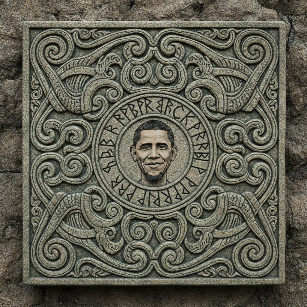Norse Runic Carving &mdash; Obama &mdash; generated image