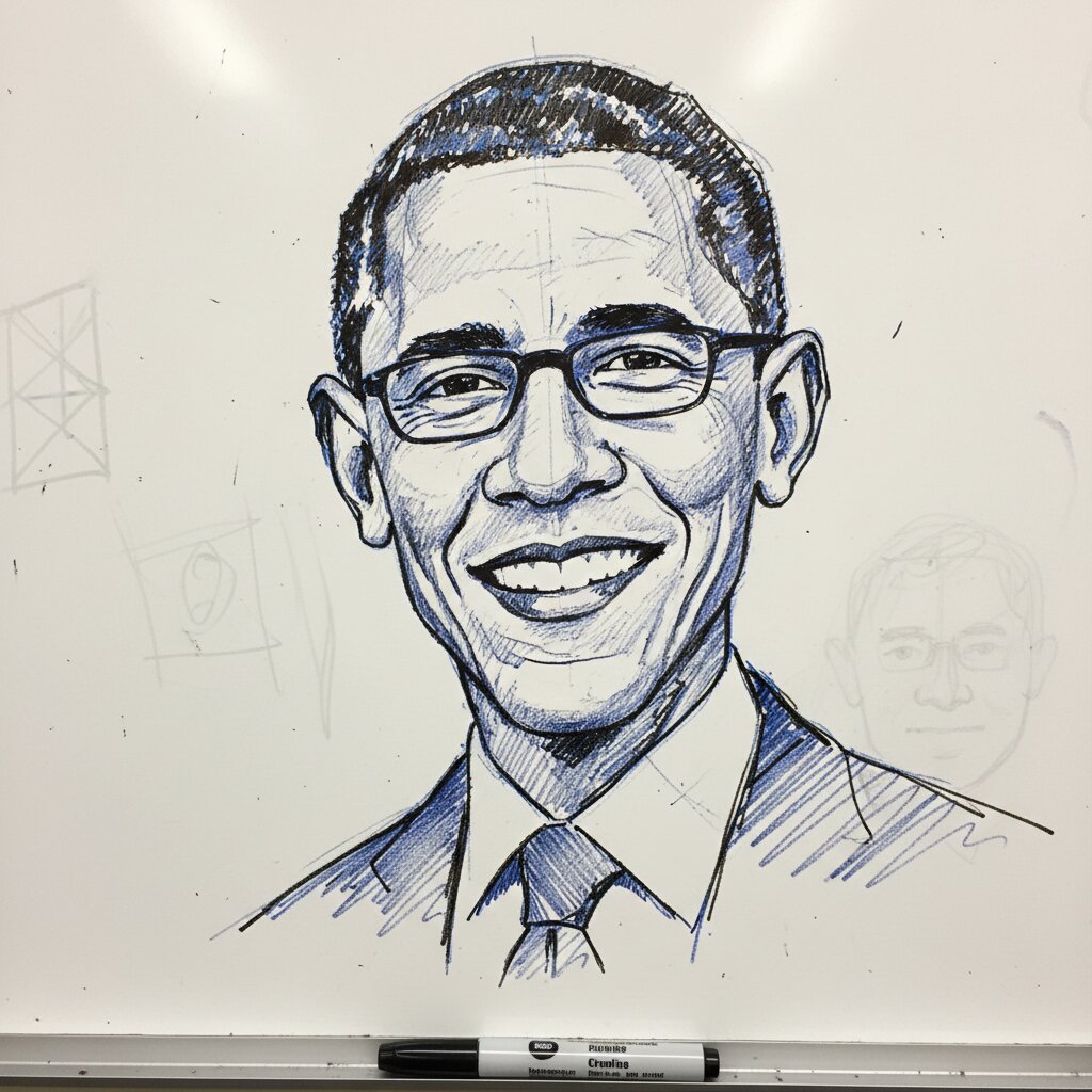 whiteboard &mdash; Obama &mdash; generated image