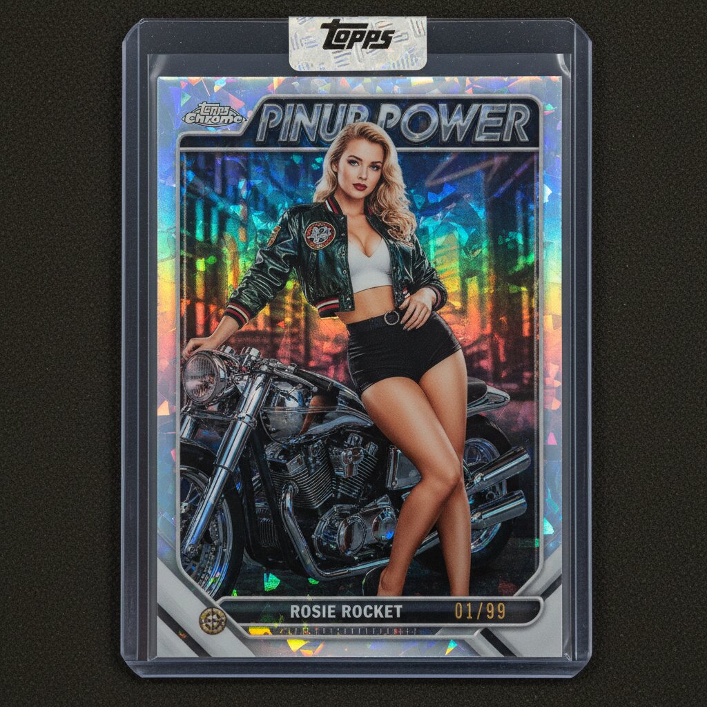 2020s Topps Chrome refractor &mdash; Pinup Girl &mdash; generated image