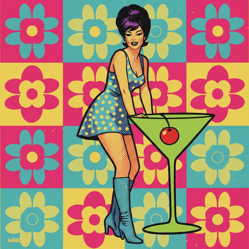 pop art silkscreen &mdash; Pinup Girl &mdash; generated image