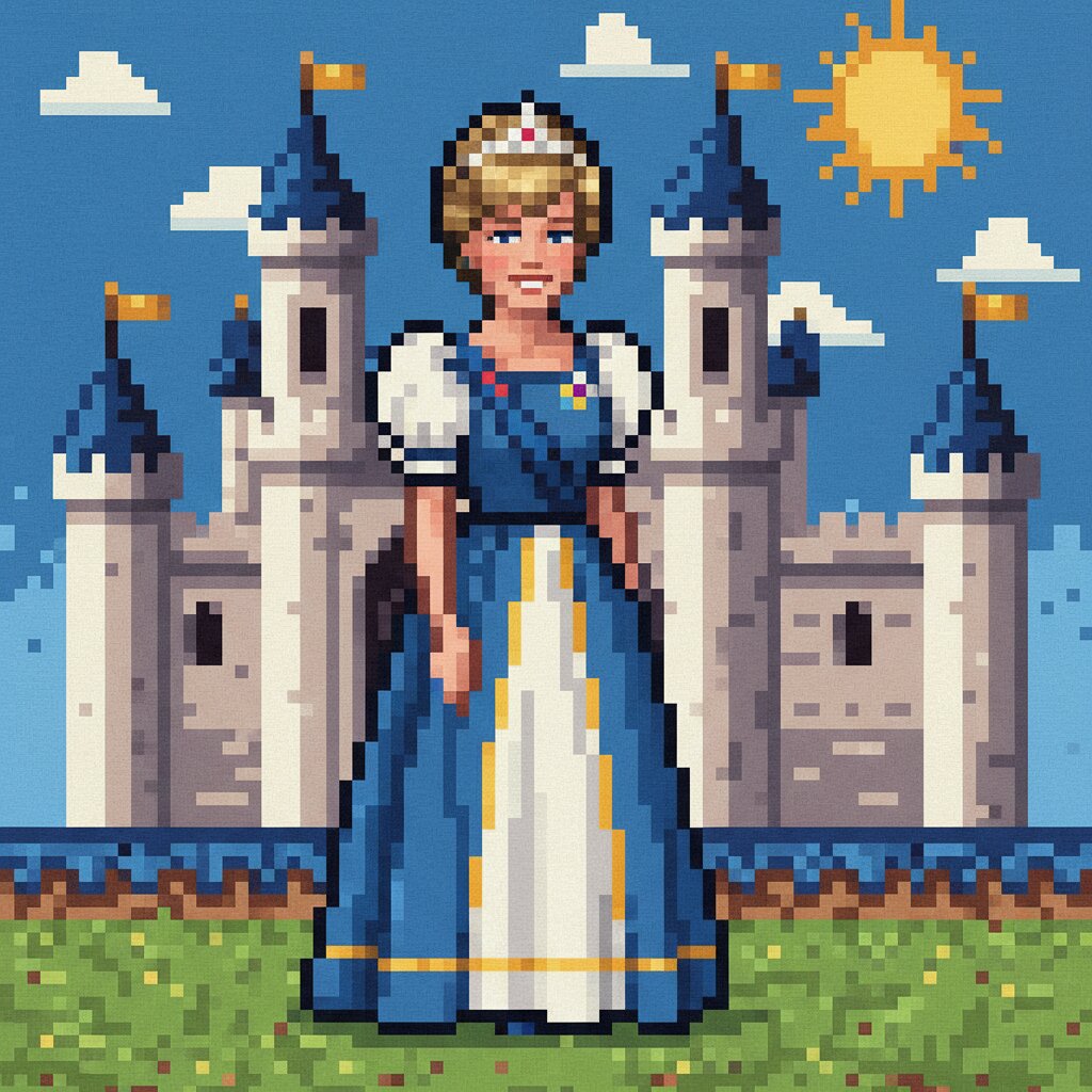 8-bit pixel art &mdash; Princess Dianna &mdash; generated image