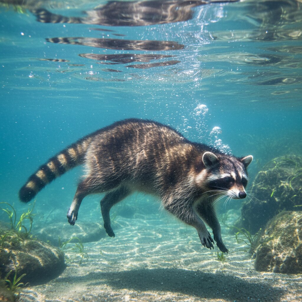underwater &mdash; Raccoon &mdash; generated image