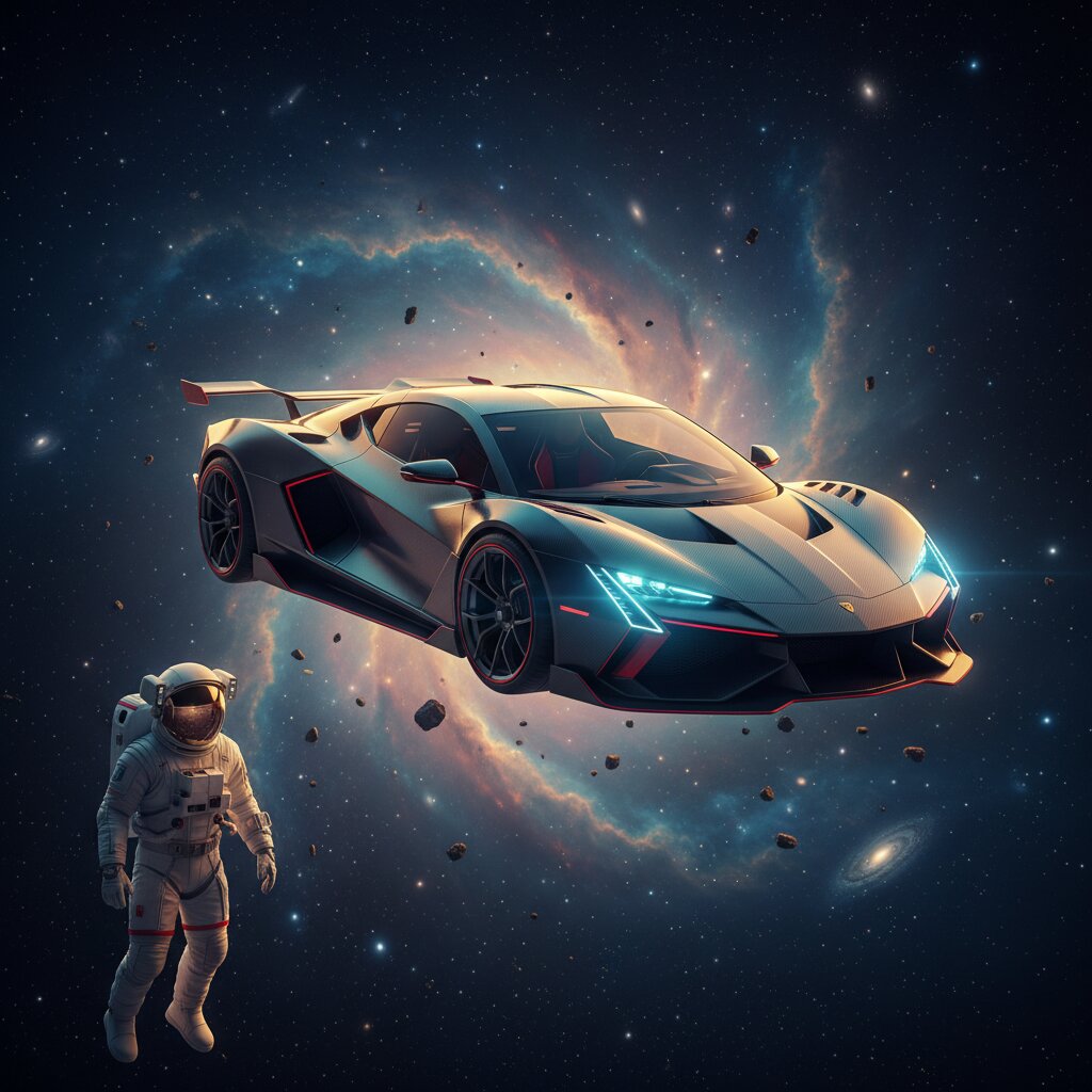 outer space &mdash; supercar &mdash; generated image