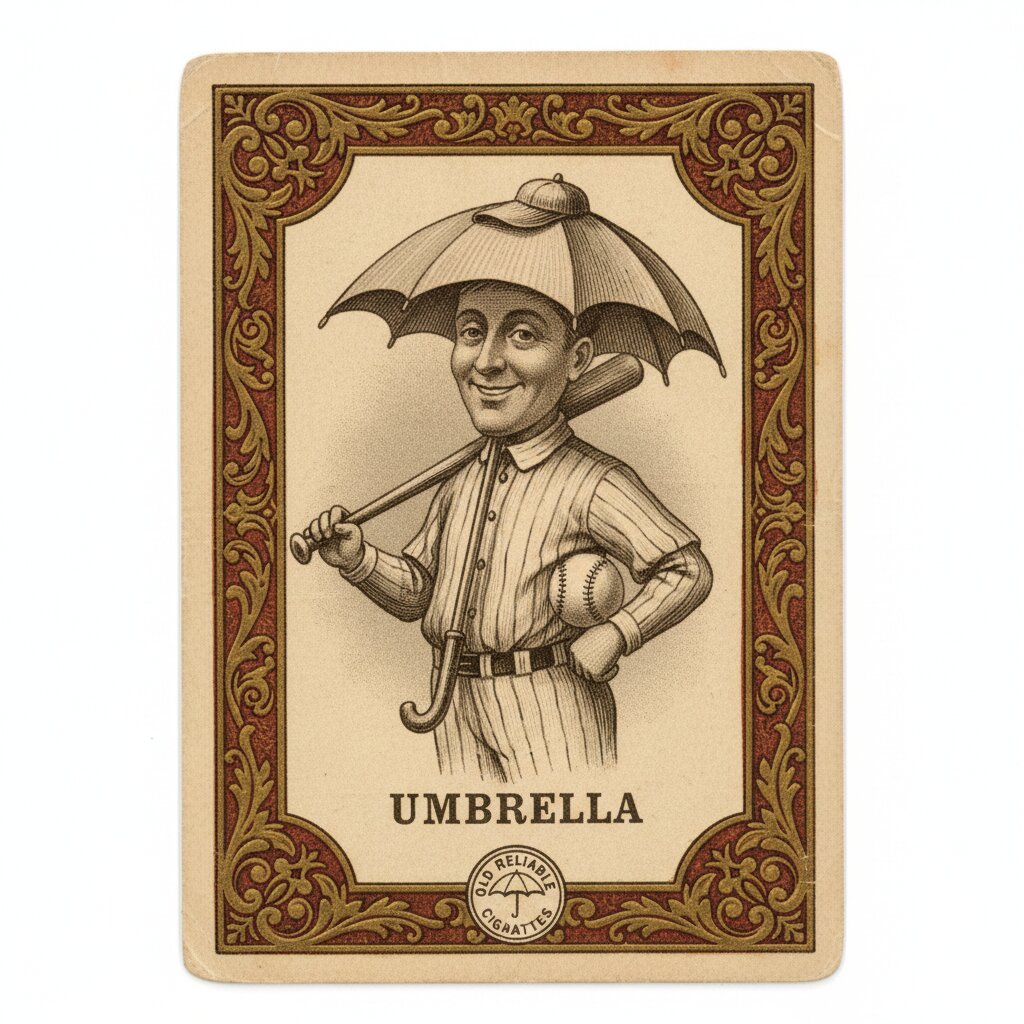 1910s tobacco card &mdash; umbrella &mdash; generated image